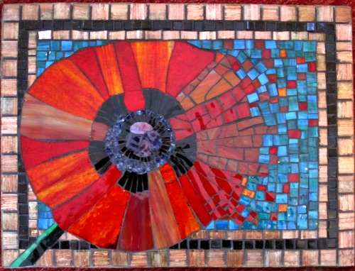The Green Fuse;12" x 16"; stained glass, glass tile; $500.00